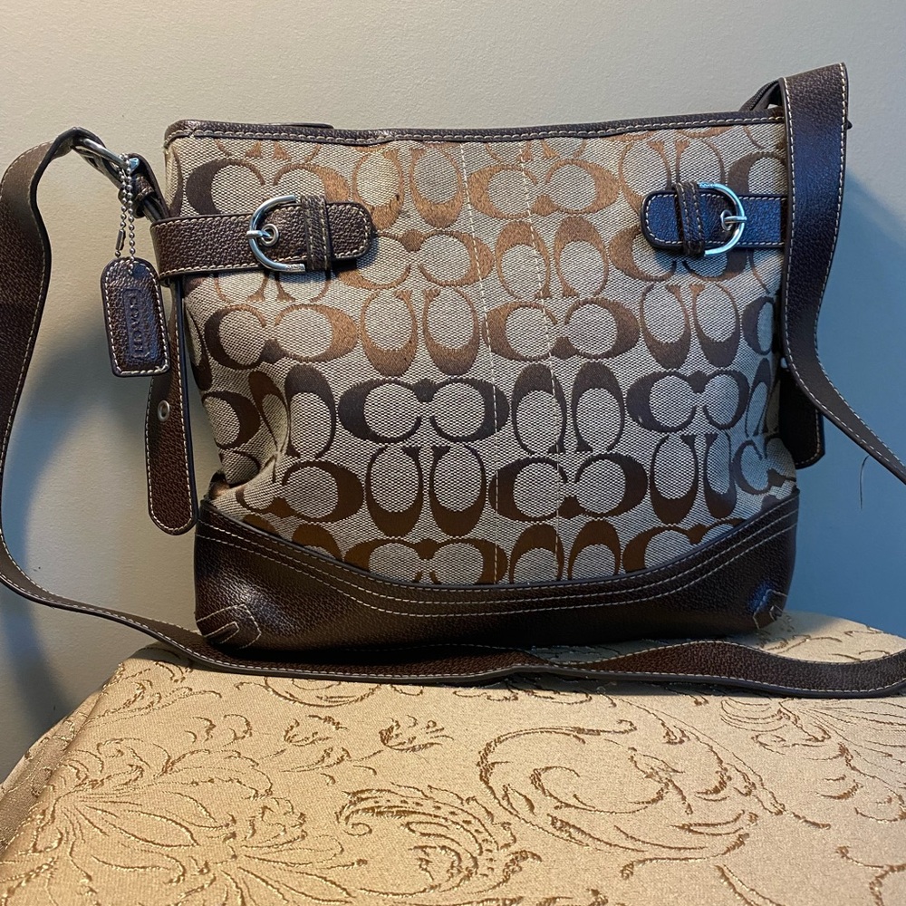 Coach Brown and Tan Shoulder Bag